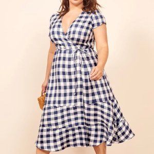 Reformation • Calista Gingham Midi Wrap Dress